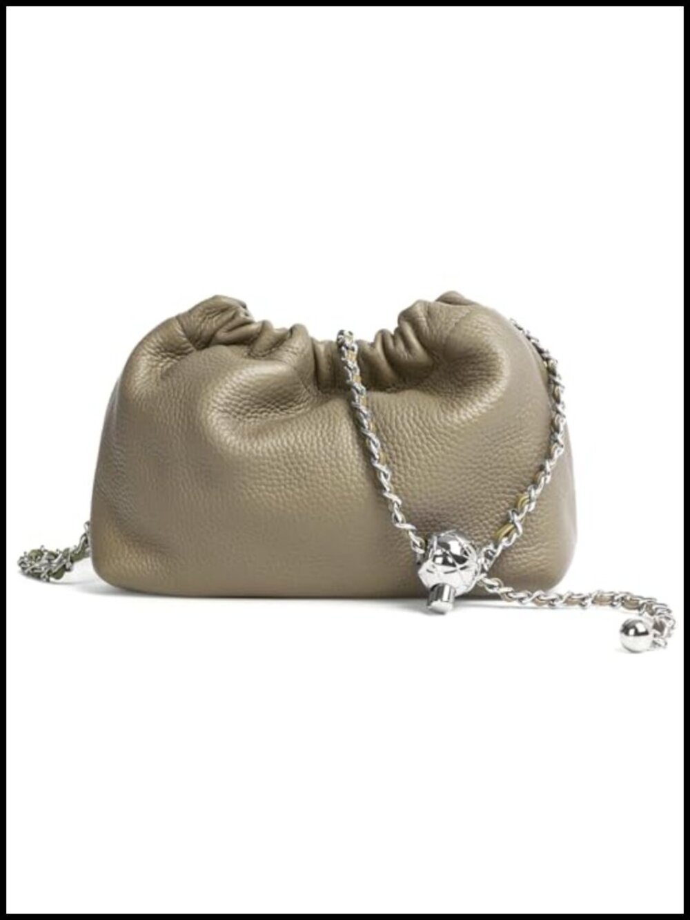 Genuine Leather Ruched Hobo Handbag Crossbody Purse